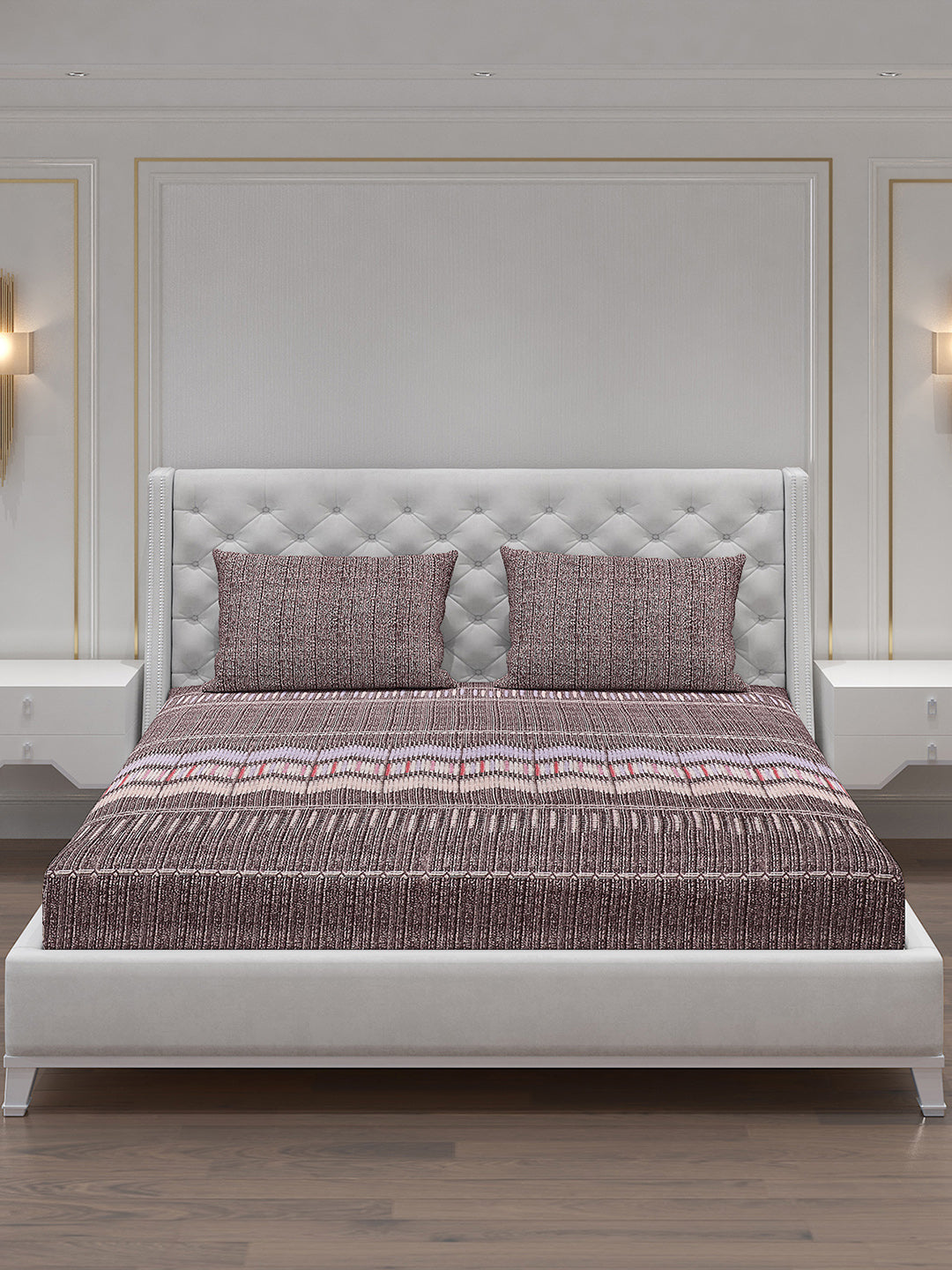 120 GSM  Polyester Double Bed Bedsheet with 2 Pillow Covers - Updated - Updated
