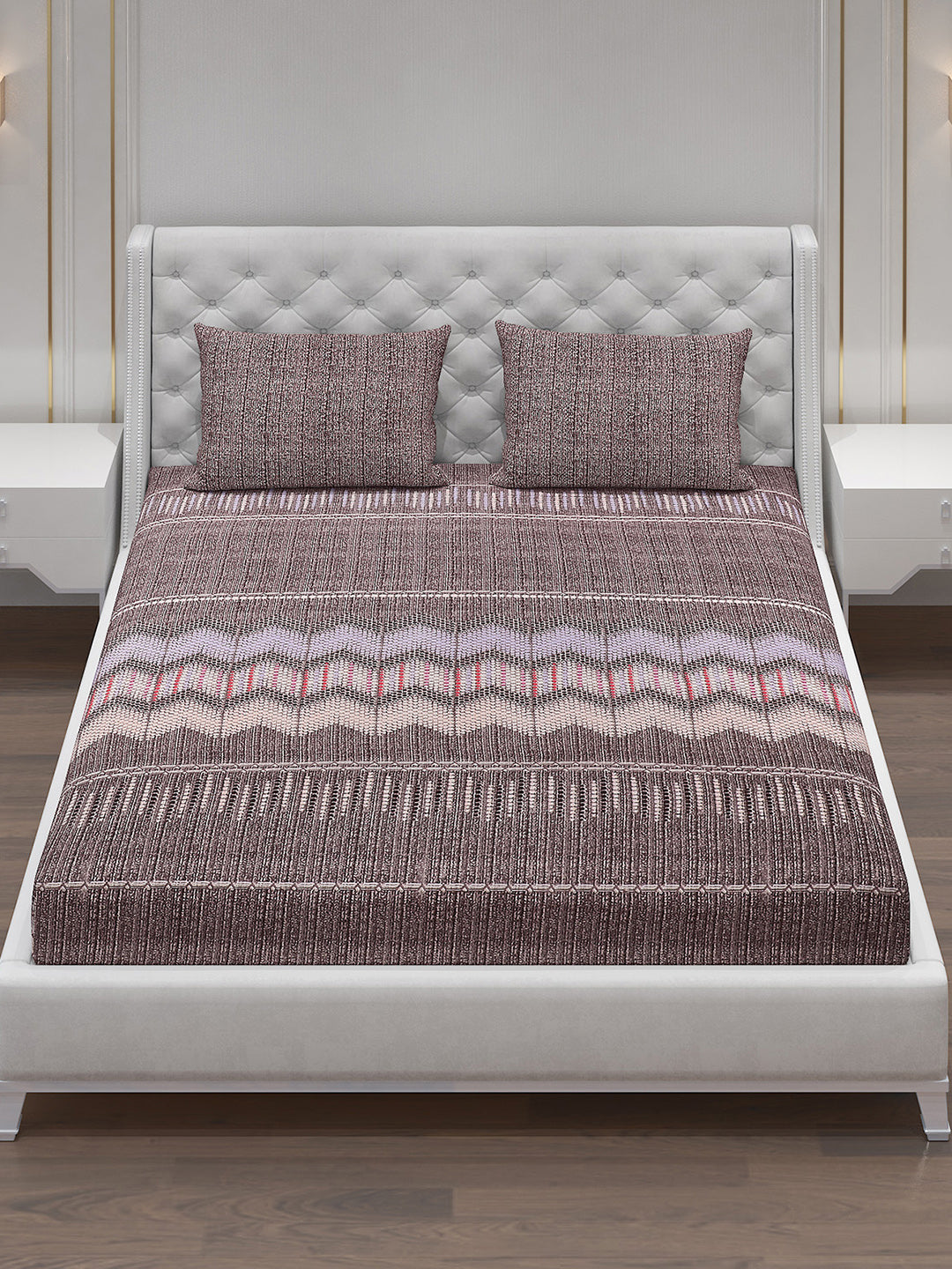 120 GSM  Polyester Double Bed Bedsheet with 2 Pillow Covers - Updated - Updated