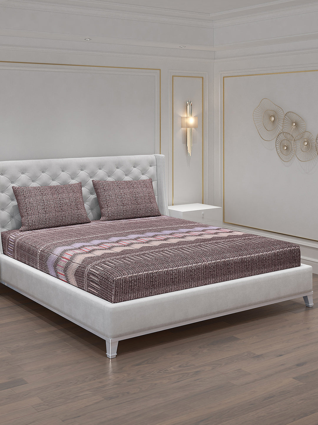 120 GSM  Polyester Double Bed Bedsheet with 2 Pillow Covers - Updated - Updated