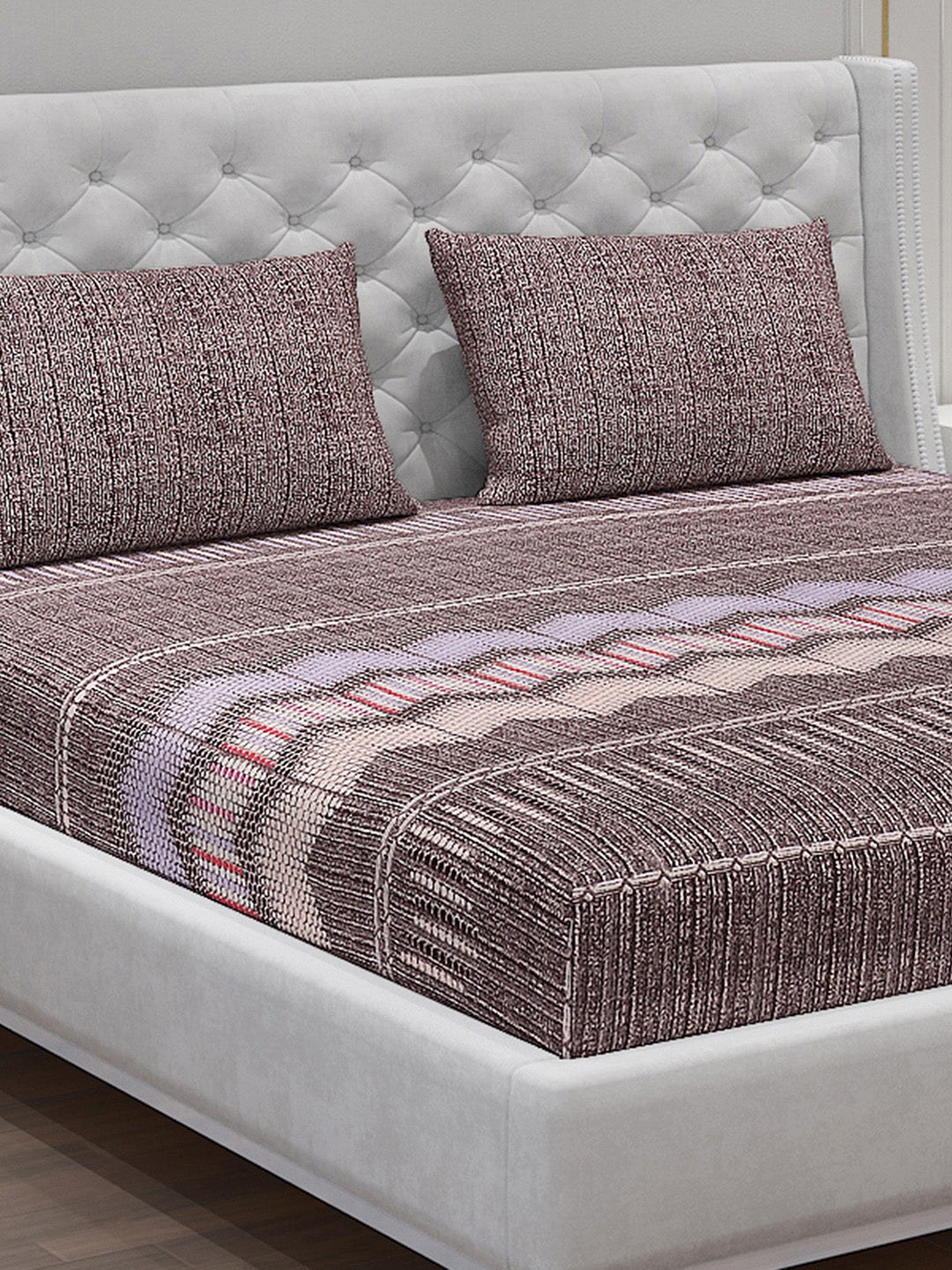 120 GSM  Polyester Double Bed Bedsheet with 2 Pillow Covers - Updated - Updated