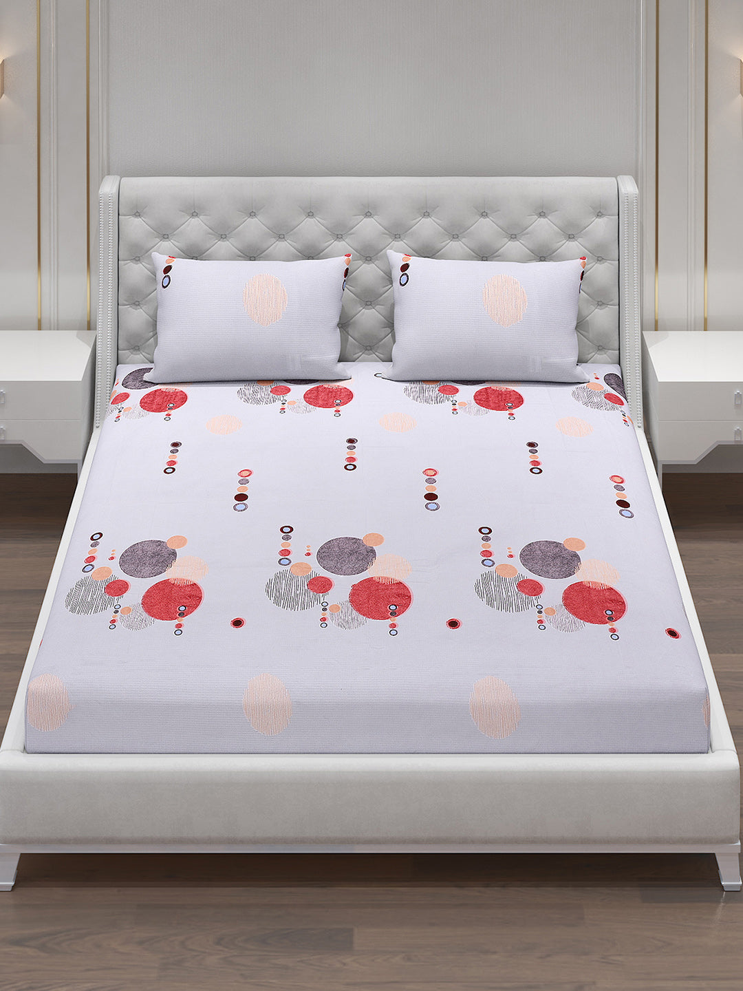 120 GSM  Polyester Double Bed Bedsheet with 2 Pillow Covers - Updated - Updated