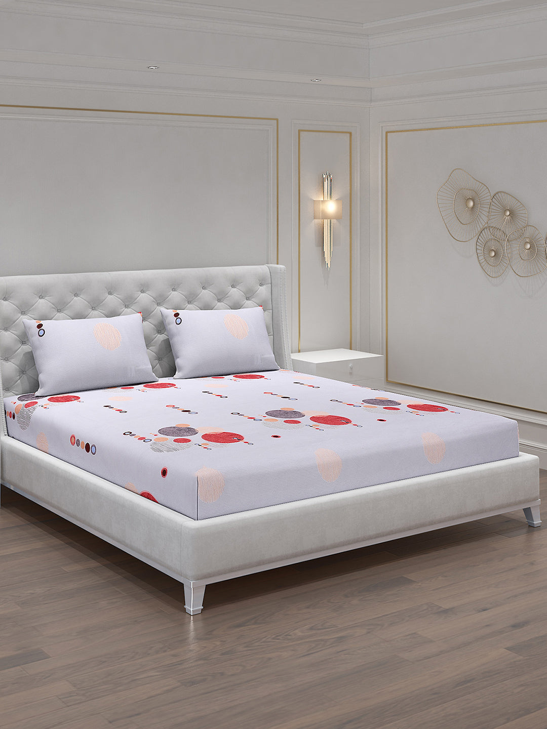 120 GSM  Polyester Double Bed Bedsheet with 2 Pillow Covers - Updated - Updated