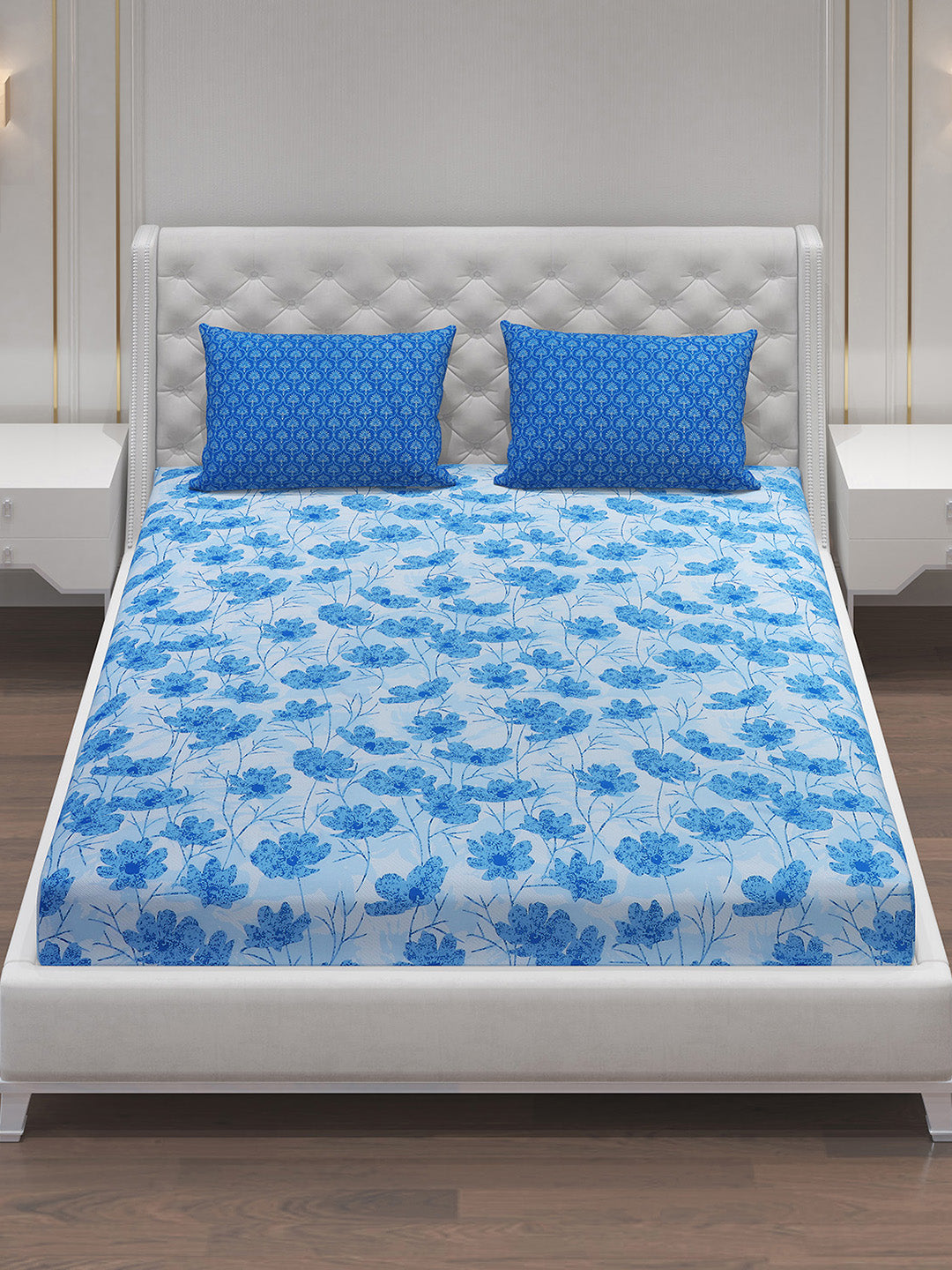 MOCA by Monte Carlo 144 TC Cotton King Bedsheet with 2 Pillow Covers