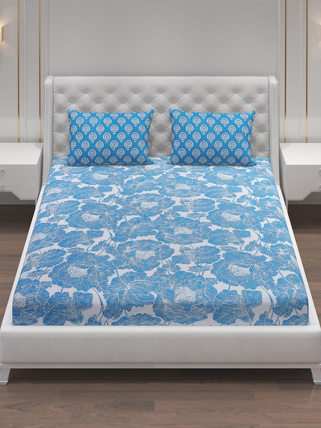 MOCA by Monte Carlo 144 TC Cotton King Bedsheet with 2 Pillow Covers