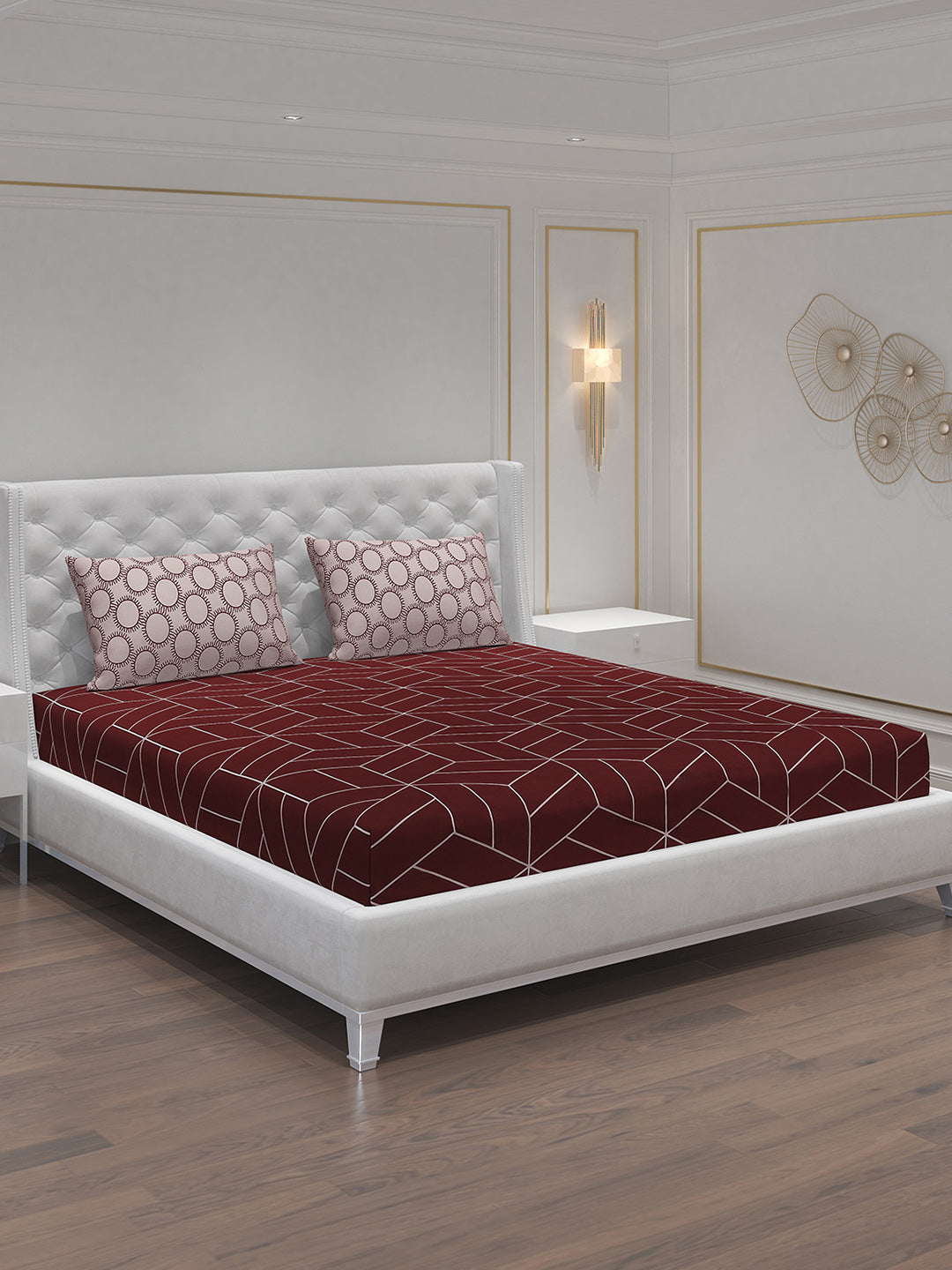 MOCA by Monte Carlo 144 TC Cotton King Bedsheet with 2 Pillow Covers