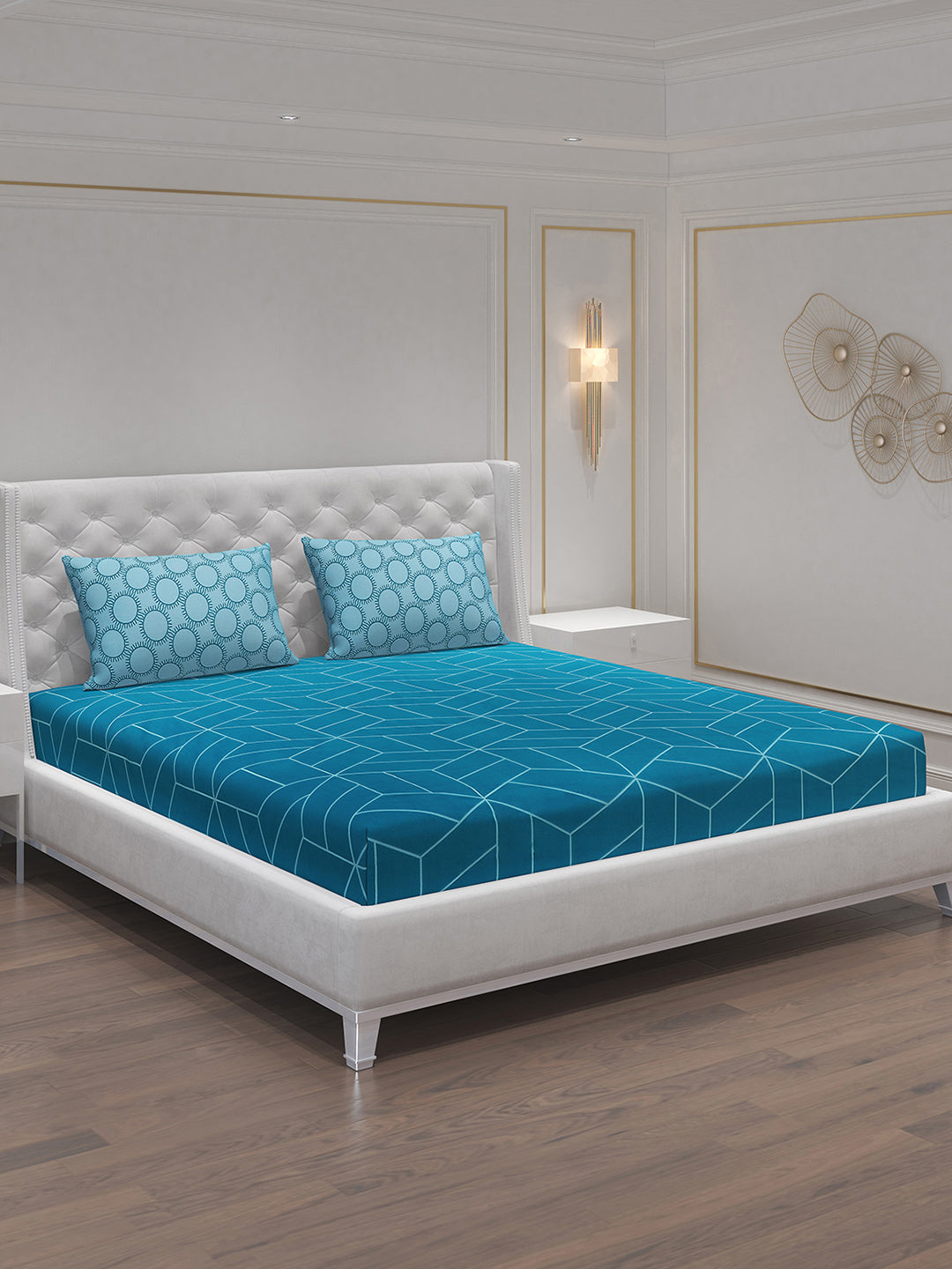 MOCA by Monte Carlo 144 TC Cotton King Bedsheet with 2 Pillow Covers