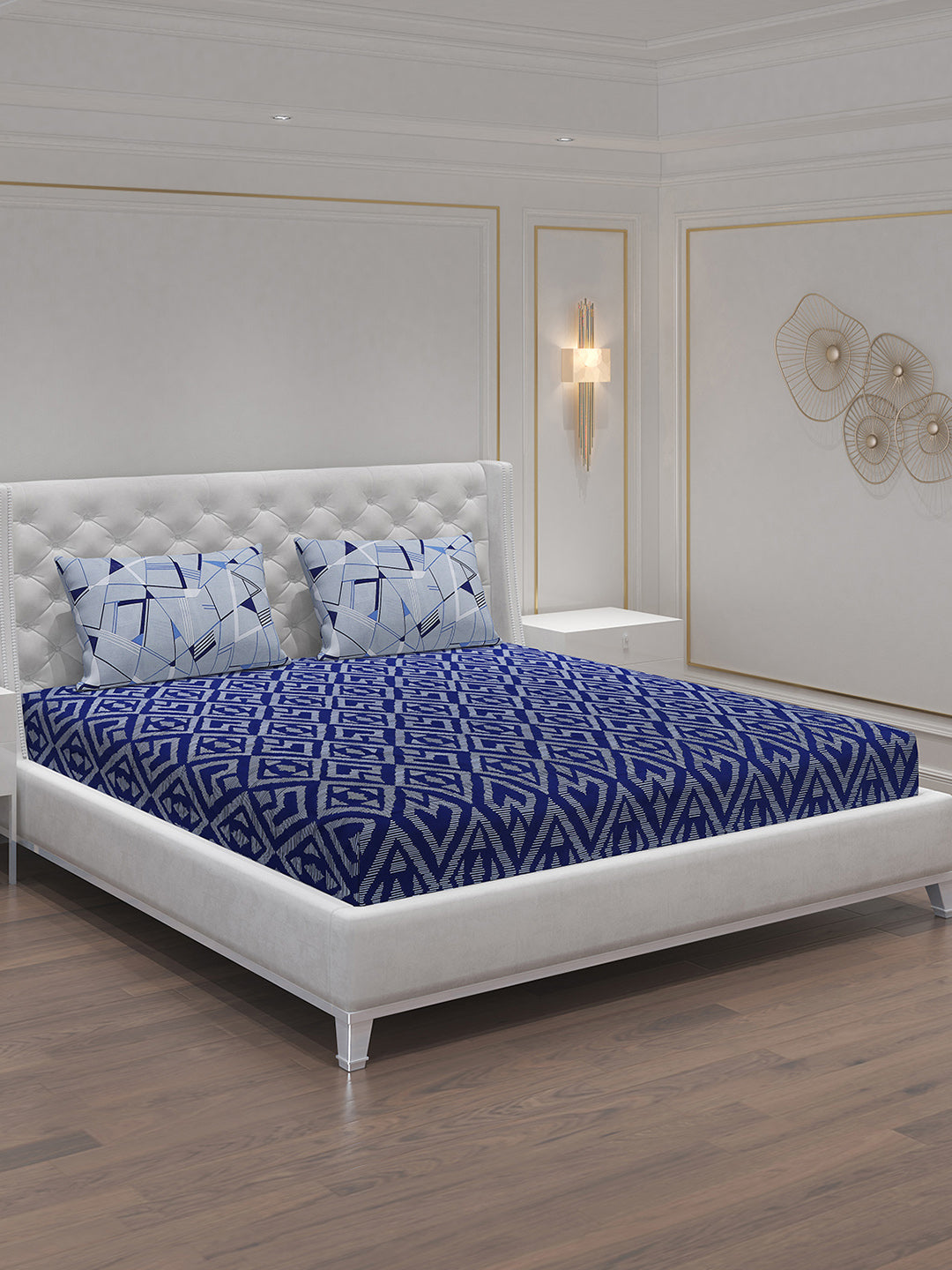 MOCA by Monte Carlo 144 TC Cotton King Bedsheet with 2 Pillow Covers