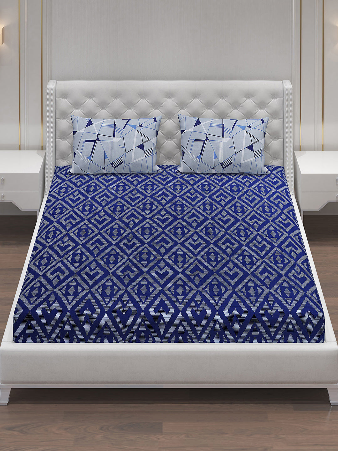 MOCA by Monte Carlo 144 TC Cotton King Bedsheet with 2 Pillow Covers
