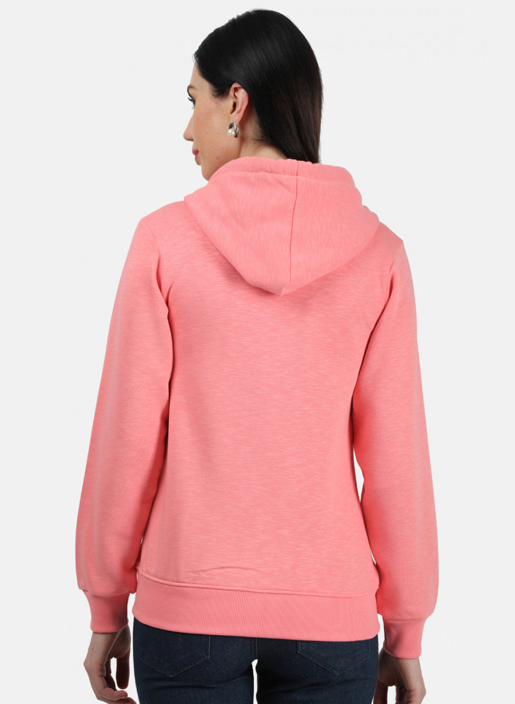 Women Peach Plain Sweatshirt
