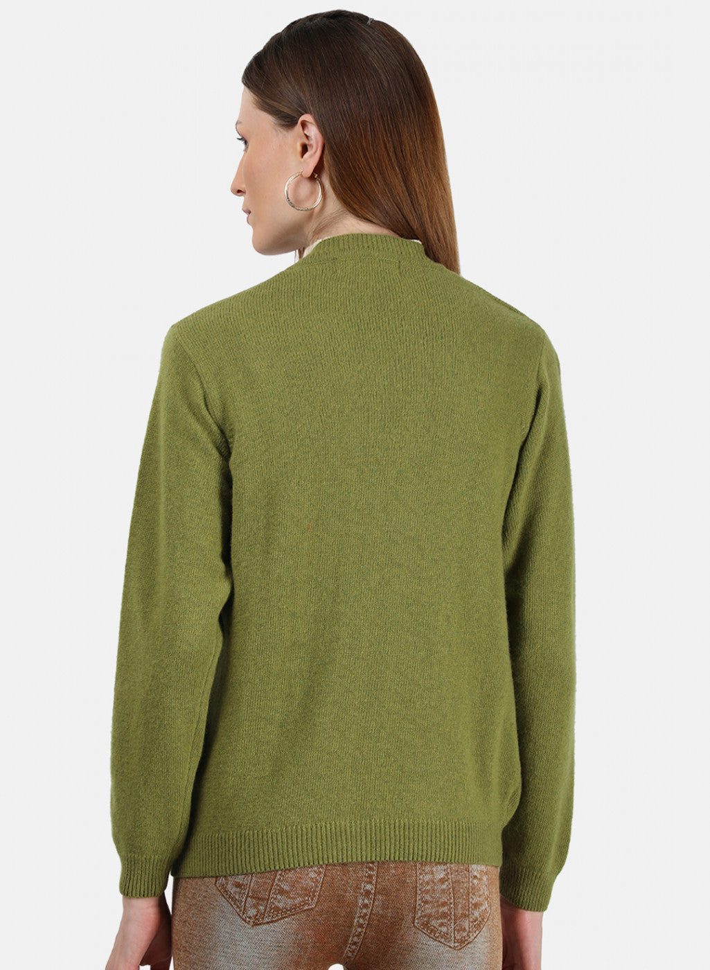Women Green Solid Cardigan