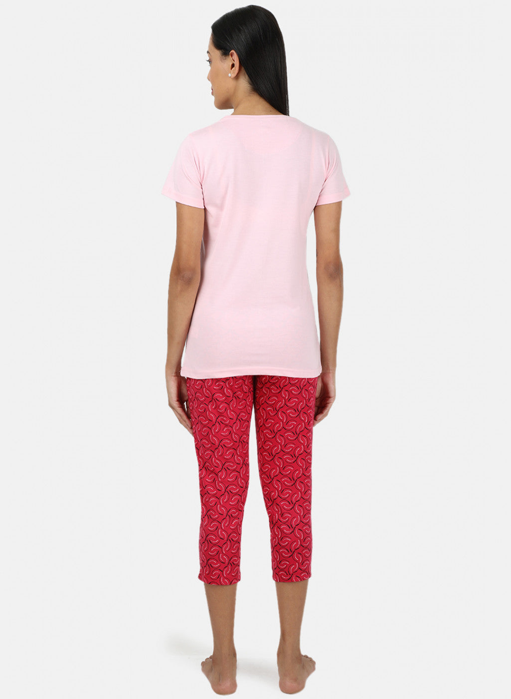 Womens Pink Printed Capri Set