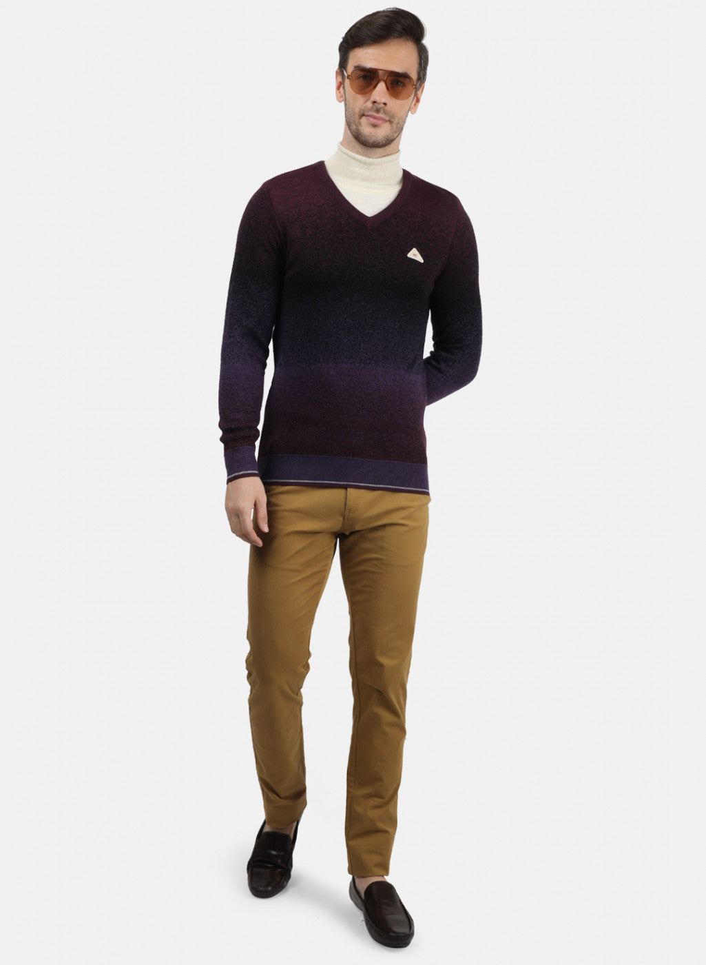 Men Purple Solid Pullover