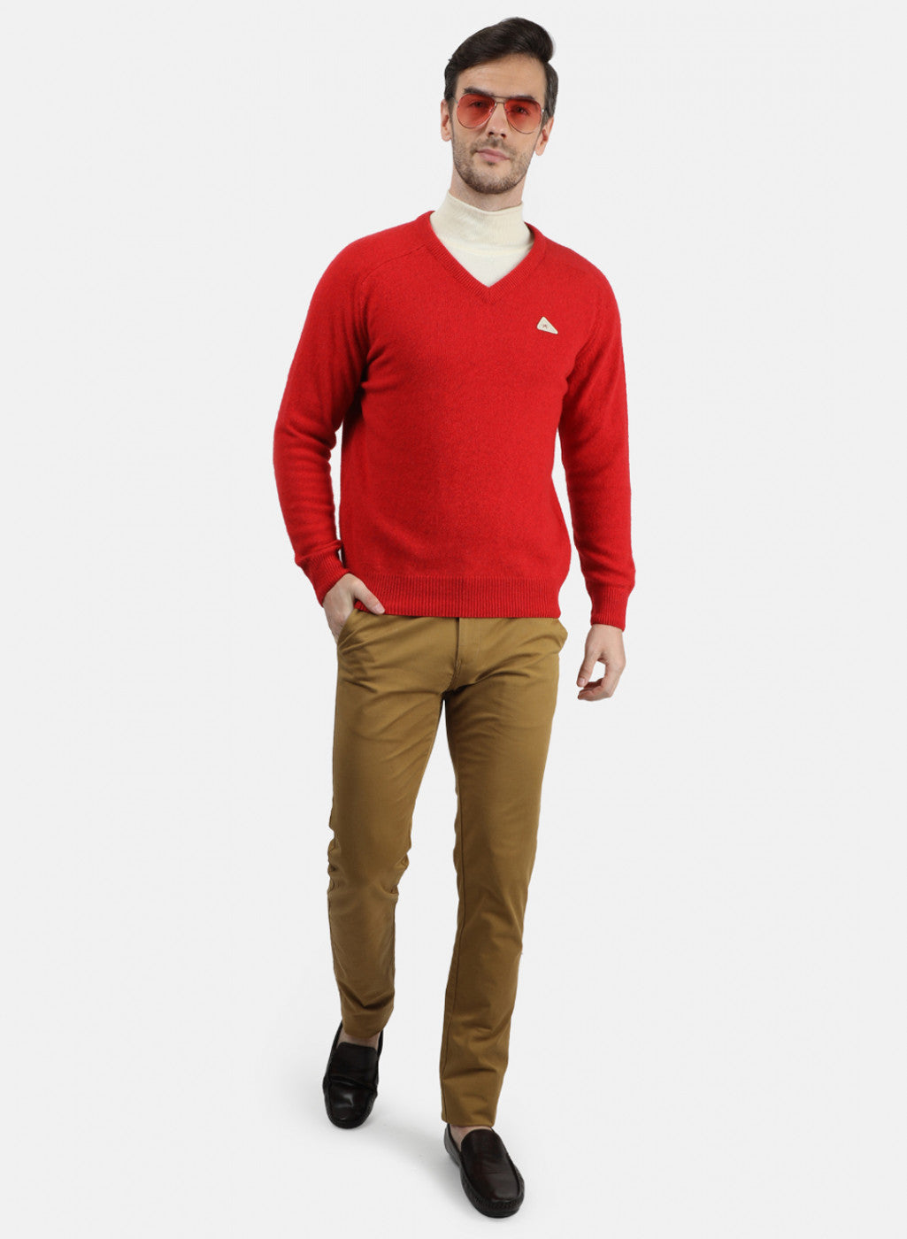 Men Red Solid Pullover