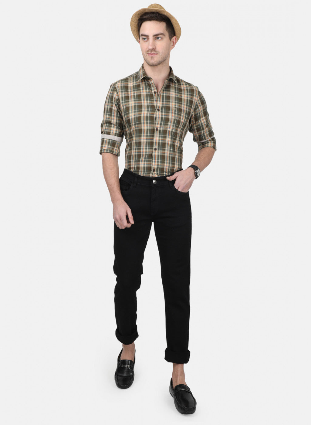 Mens Black Plain Denims