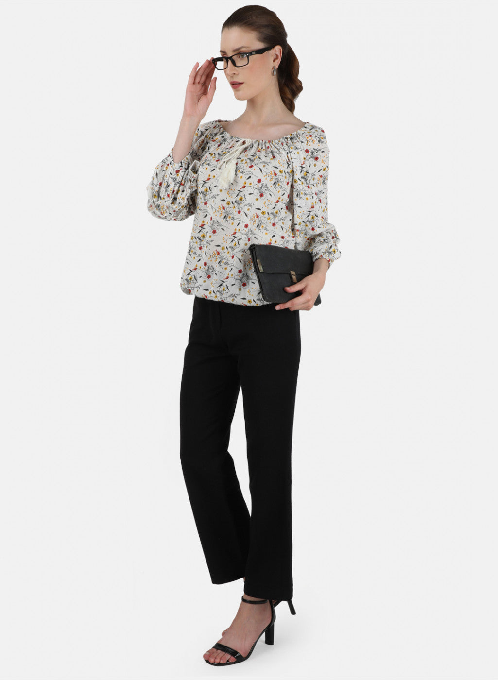 Womens Off White Printed Top