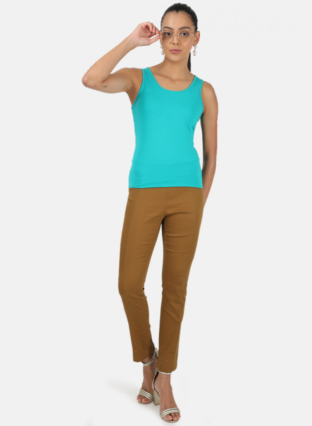 Womens Blue Plain Spaghetti