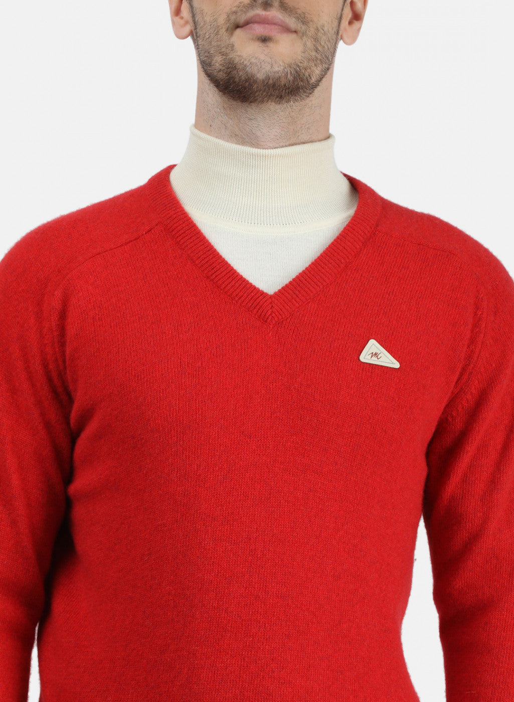 Men Red Solid Pullover