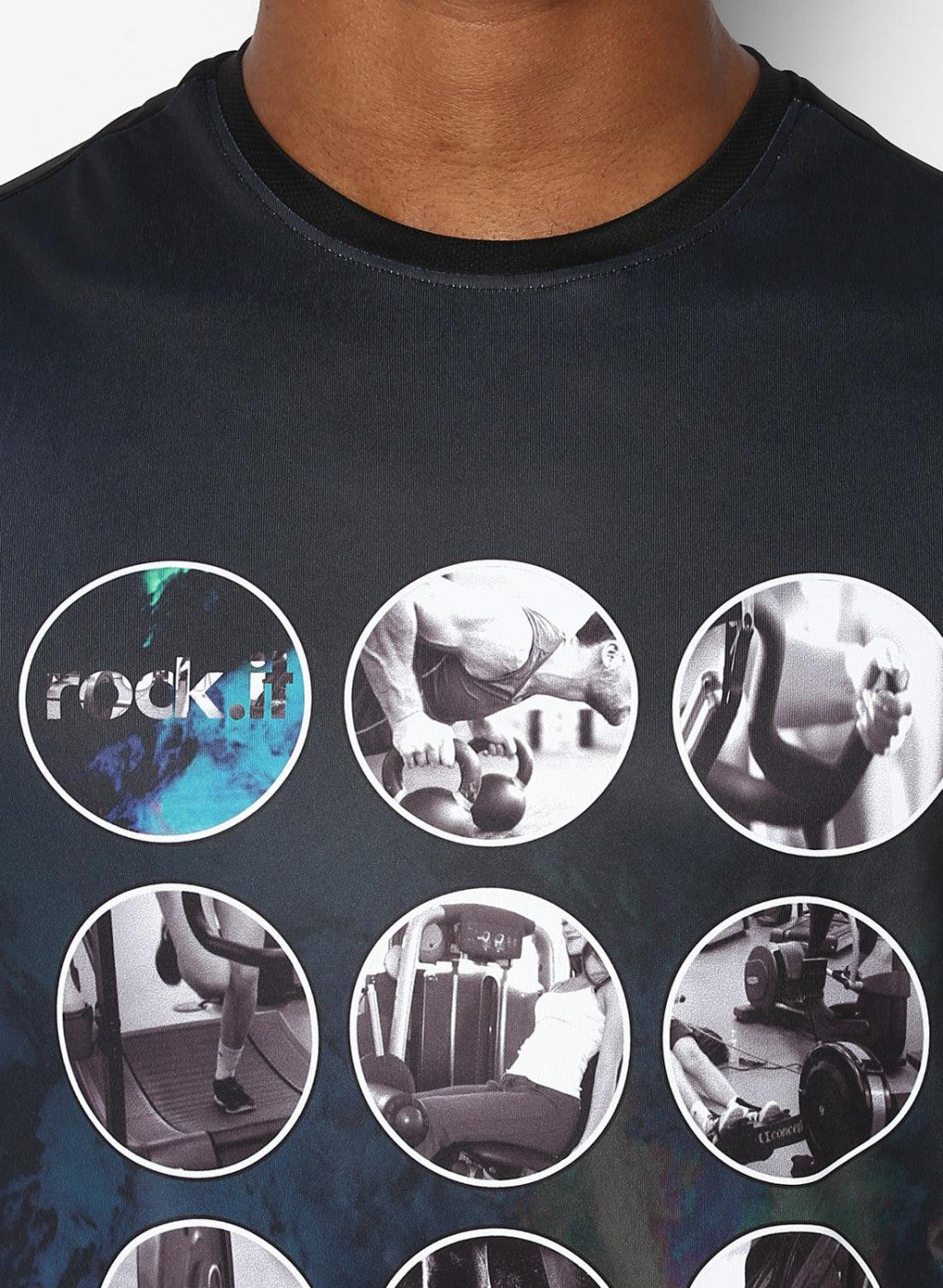 Rock.it Navy Blue Round Neck Smart Fit T-Shirt
