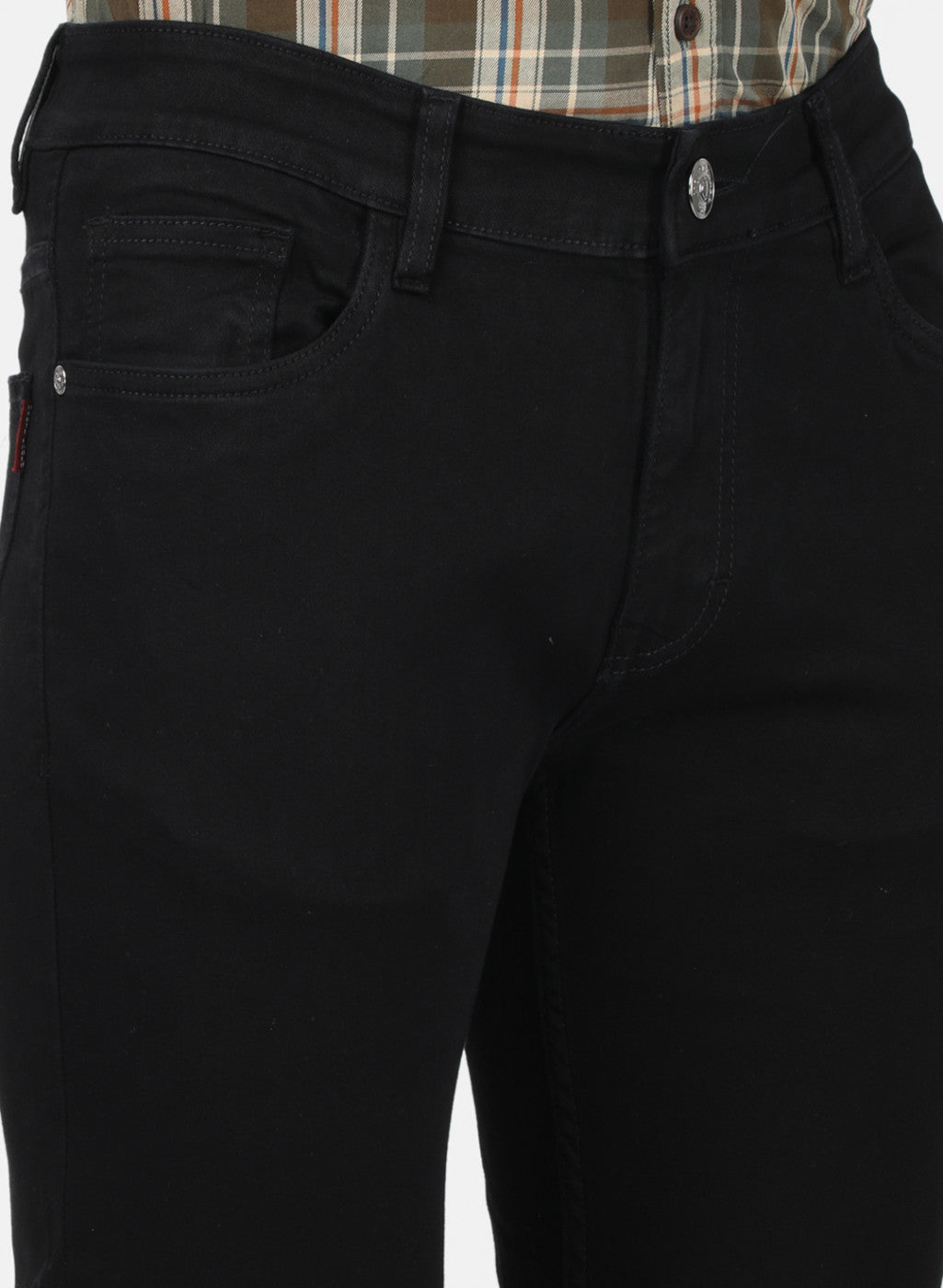 Mens Black Plain Denims