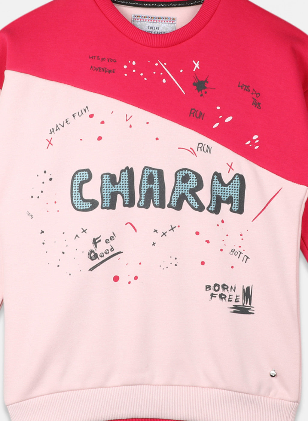 Girls Pink Printed Sweatshirt