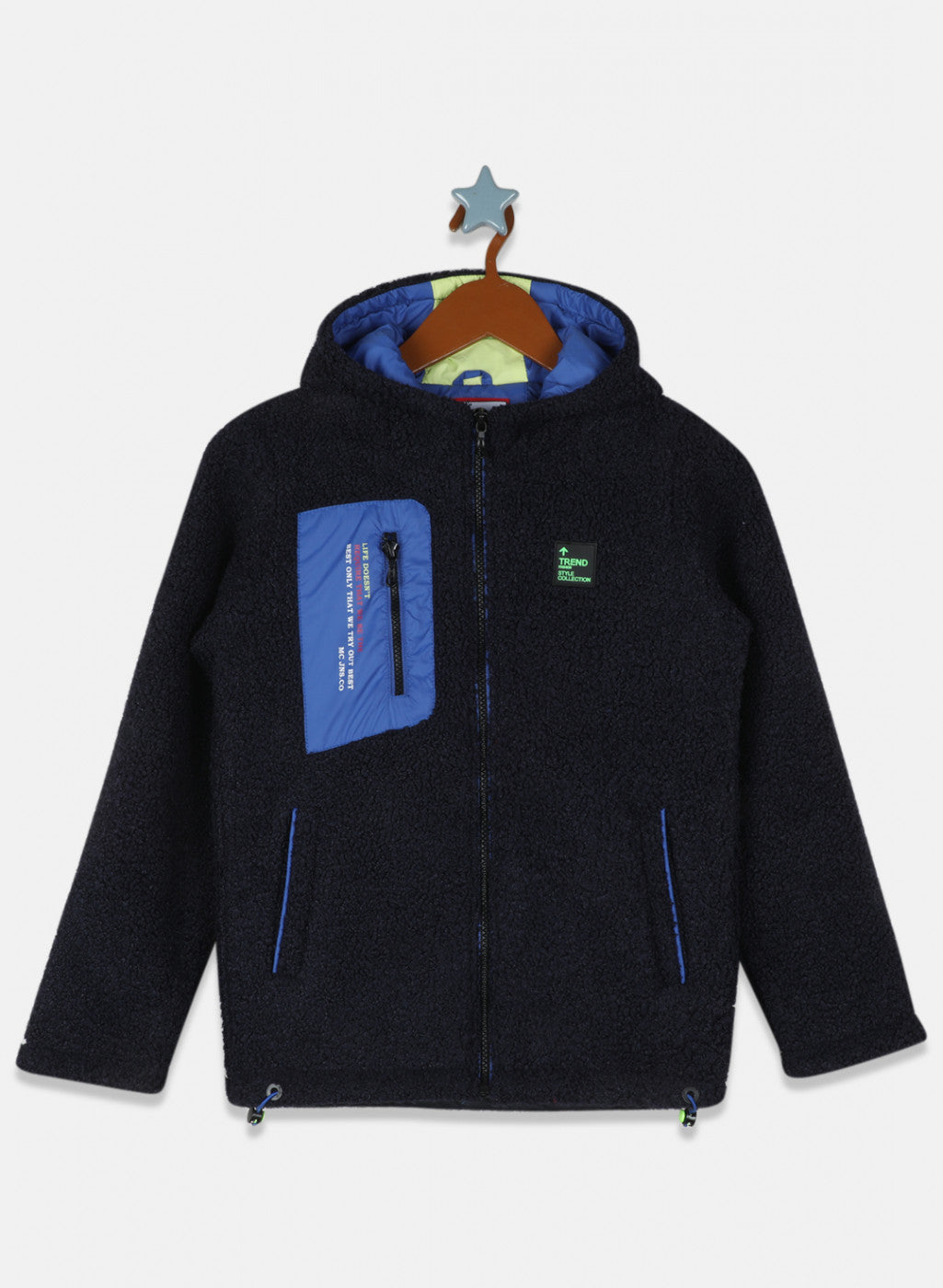 Boys NAvy Blue Solid Jacket