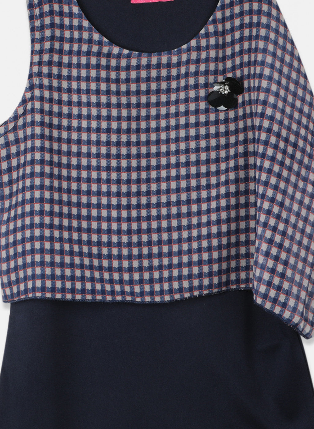 Girls Navy Blue Printed Top