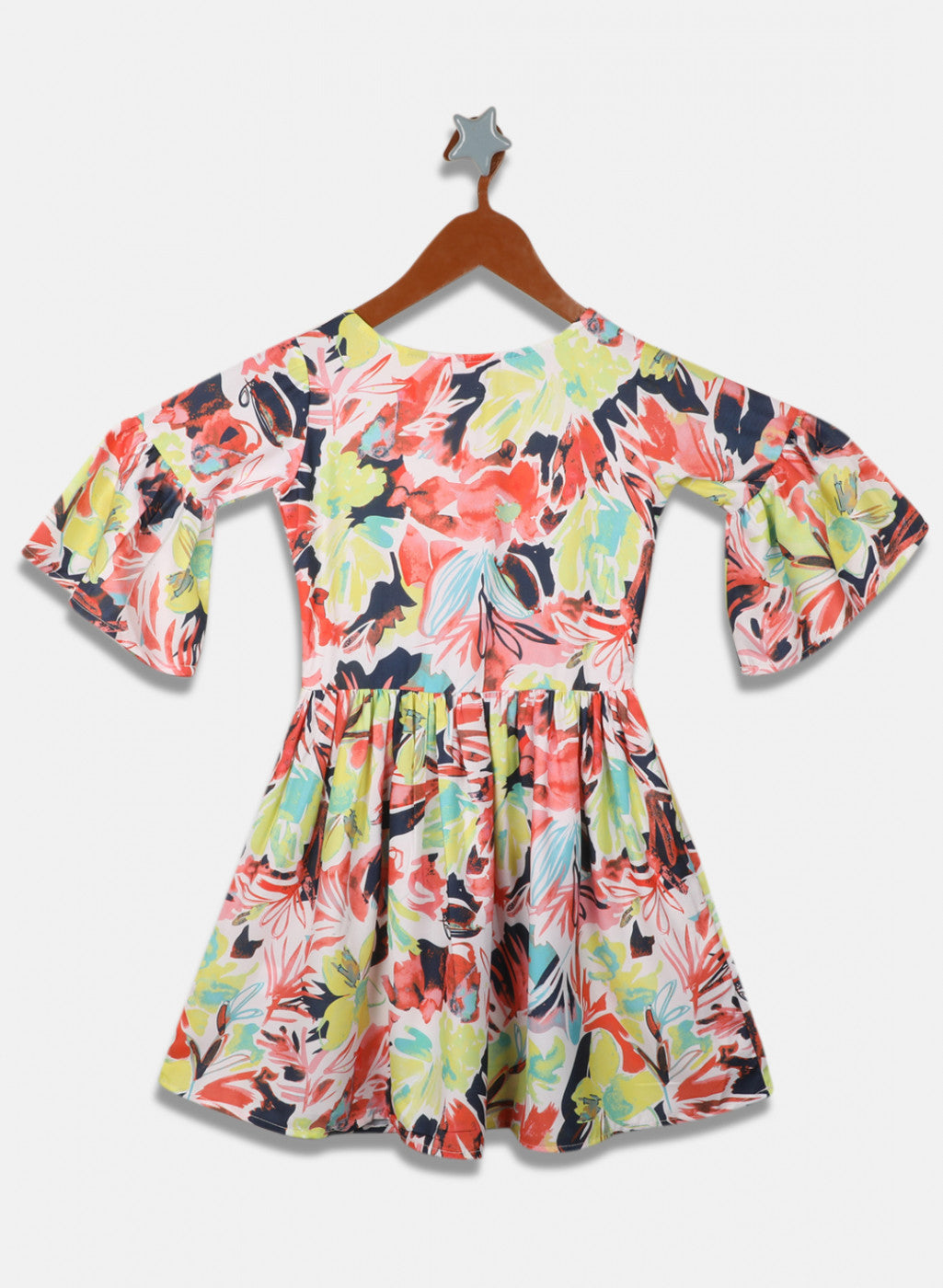 Girls Orange Printed Dress