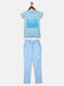 Girls Blue Printed Lower Set