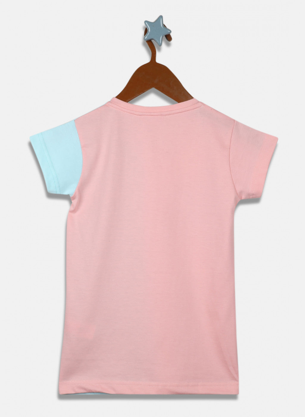 Girls Peach & Blue Printed Capri Set