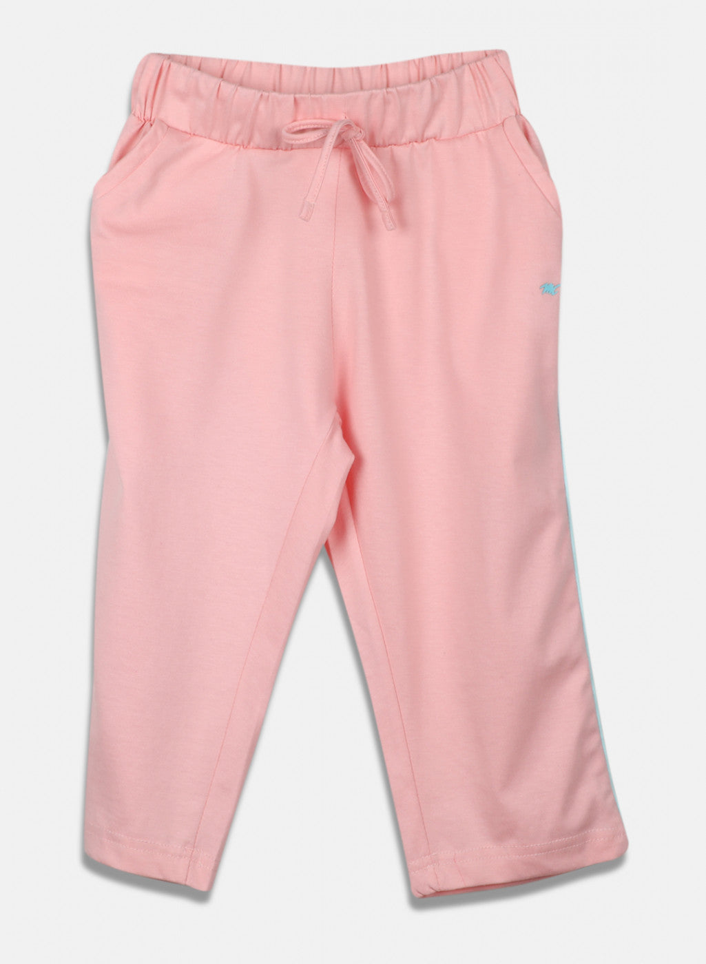 Girls Peach & Blue Printed Capri Set