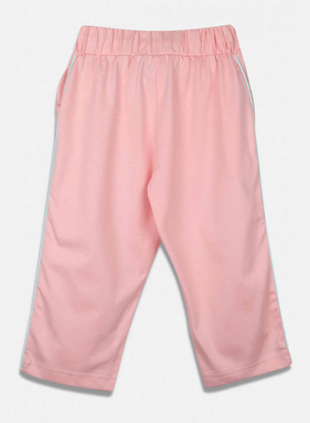 Girls Peach & Blue Printed Capri Set