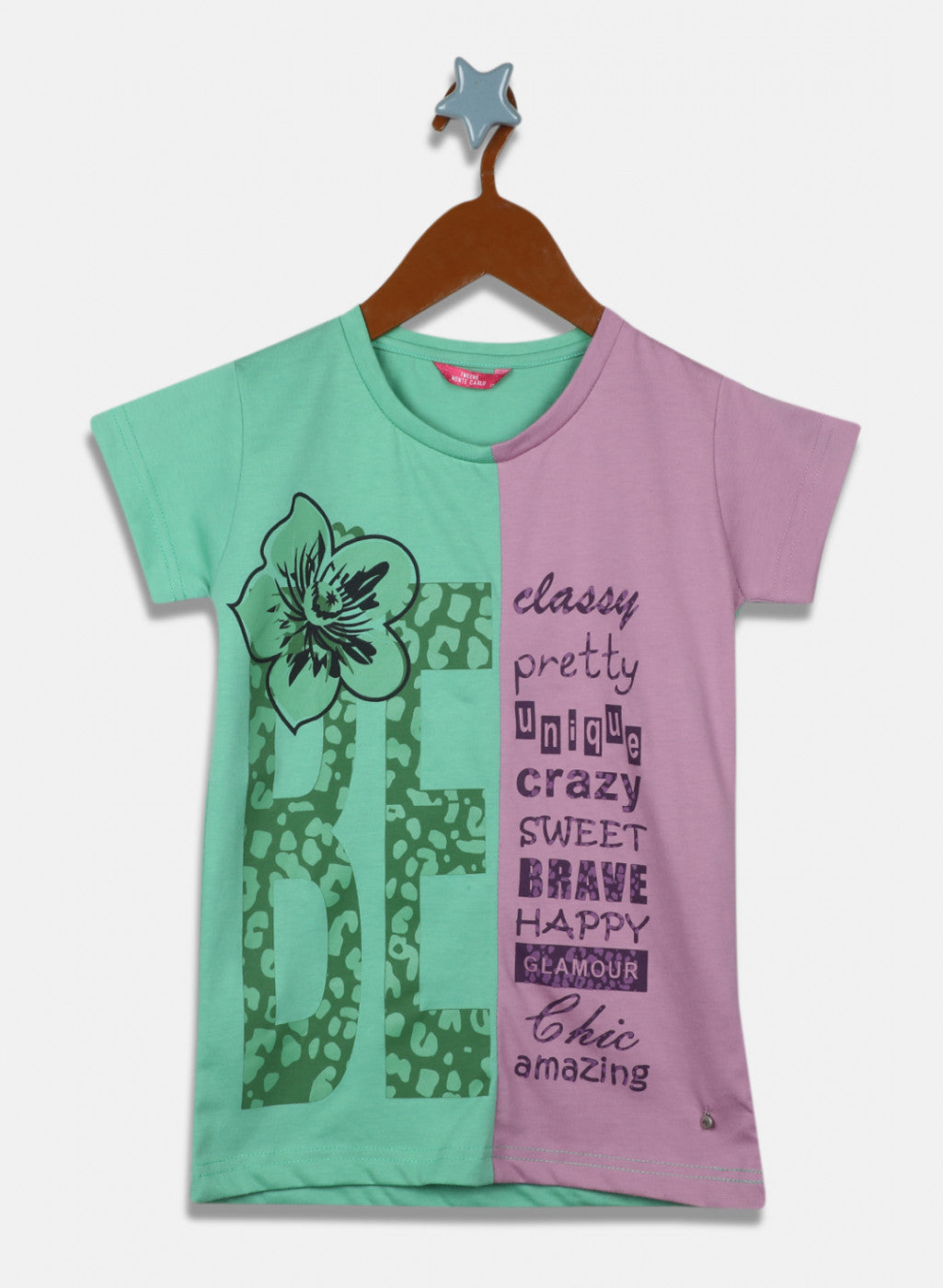 Girls Green & Purple Printed Capri Set