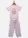 Girls Pink Printed Capri Set