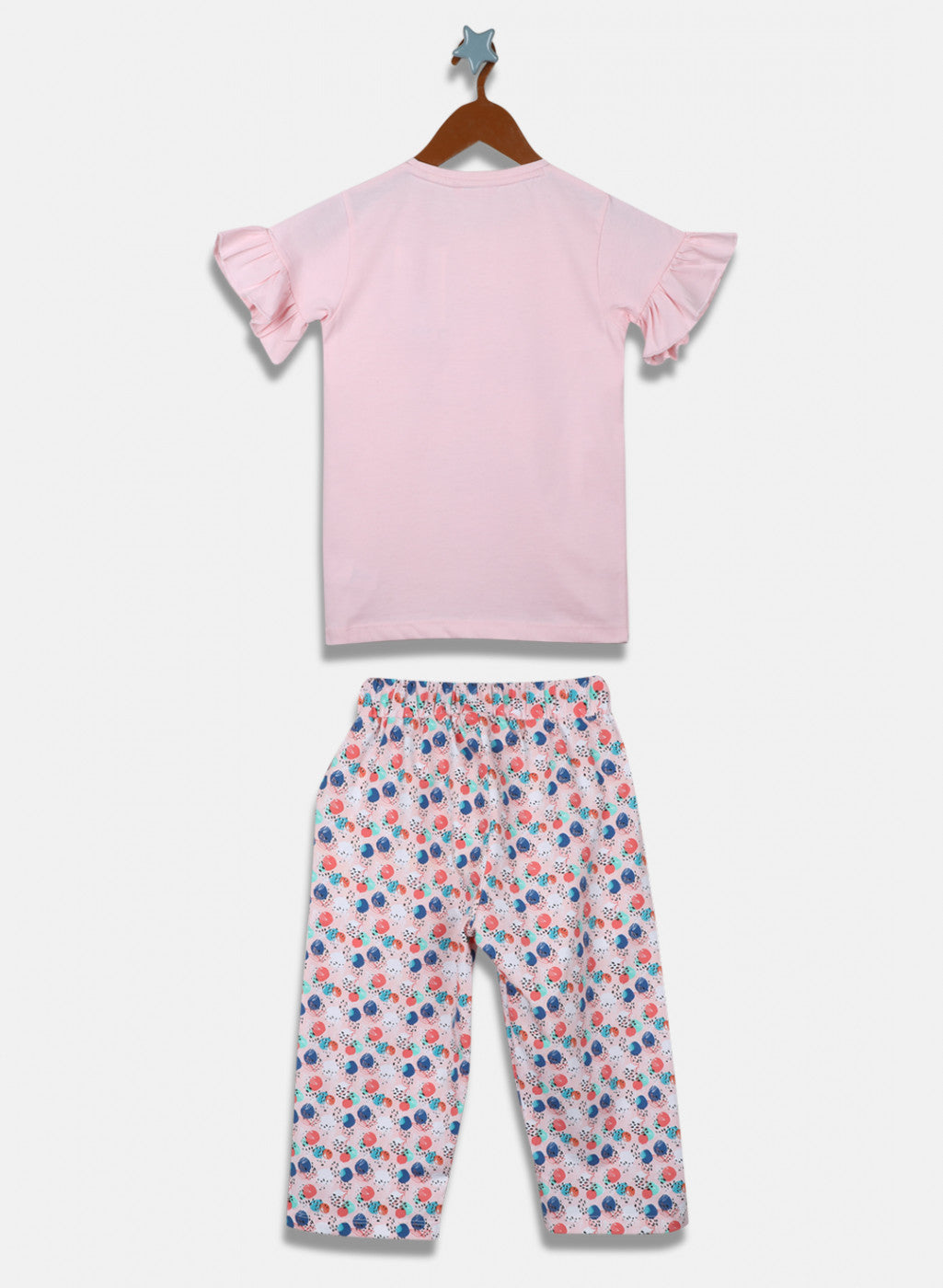 Girls Pink Printed Capri Set