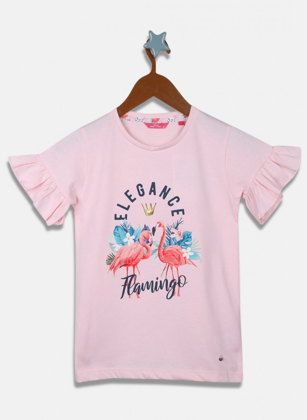 Girls Pink Printed Capri Set