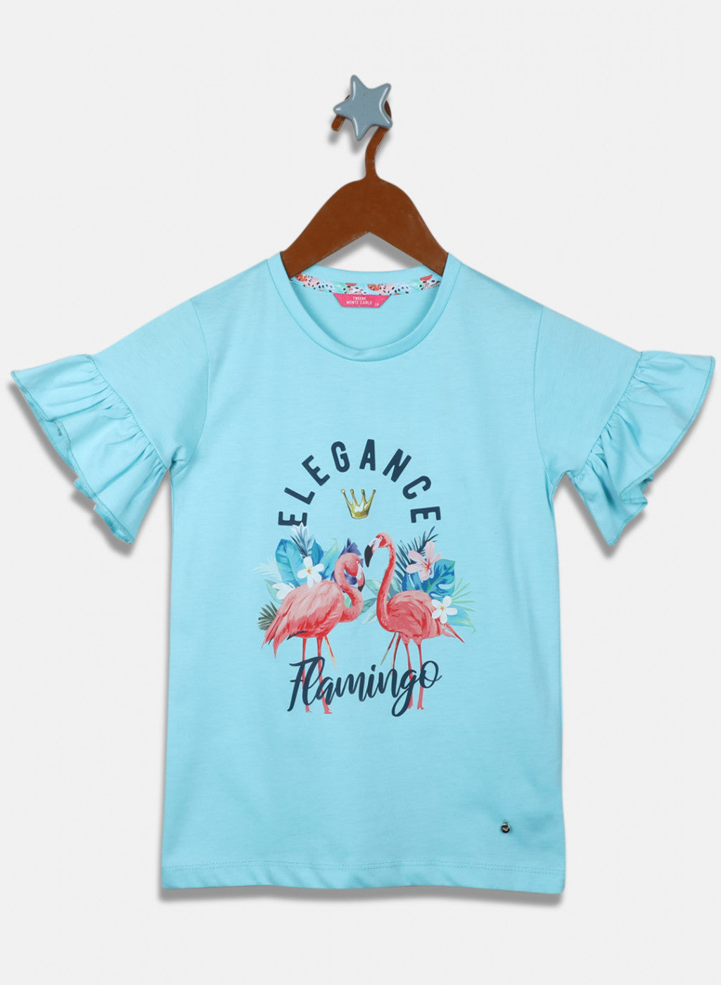 Girls Blue Printed Capri Set