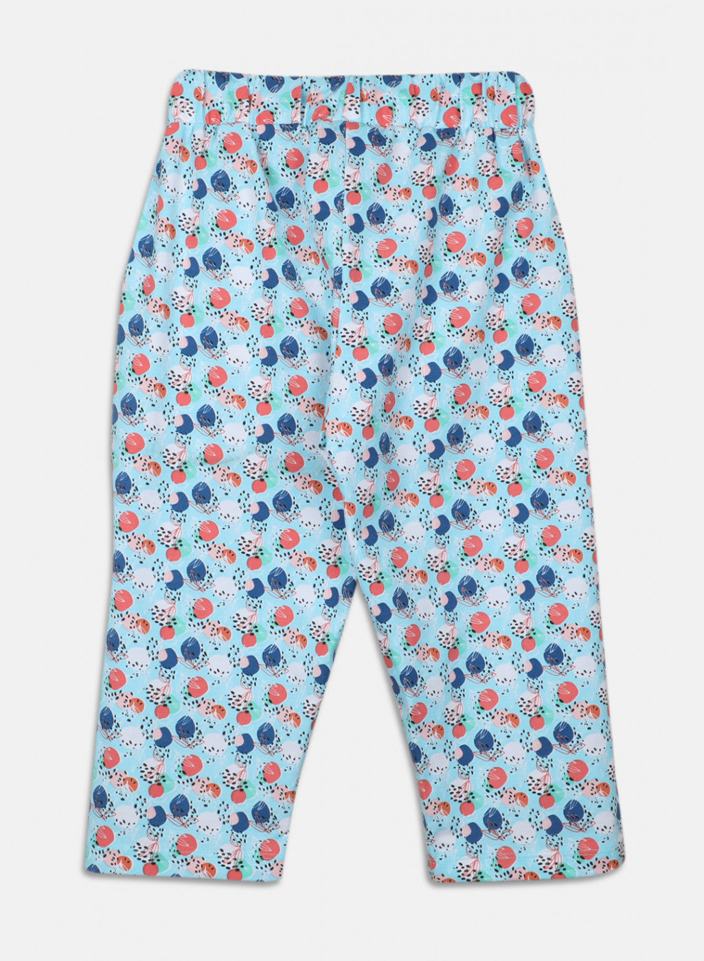 Girls Blue Printed Capri Set