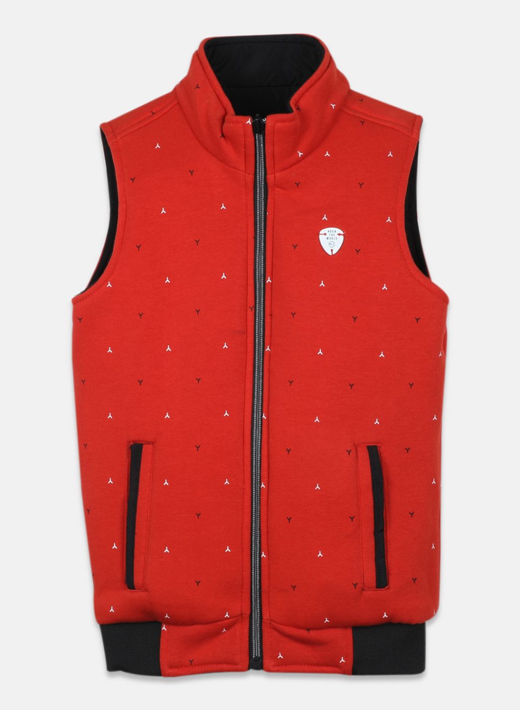 Boys Red & Black Reversible Solid Jacket