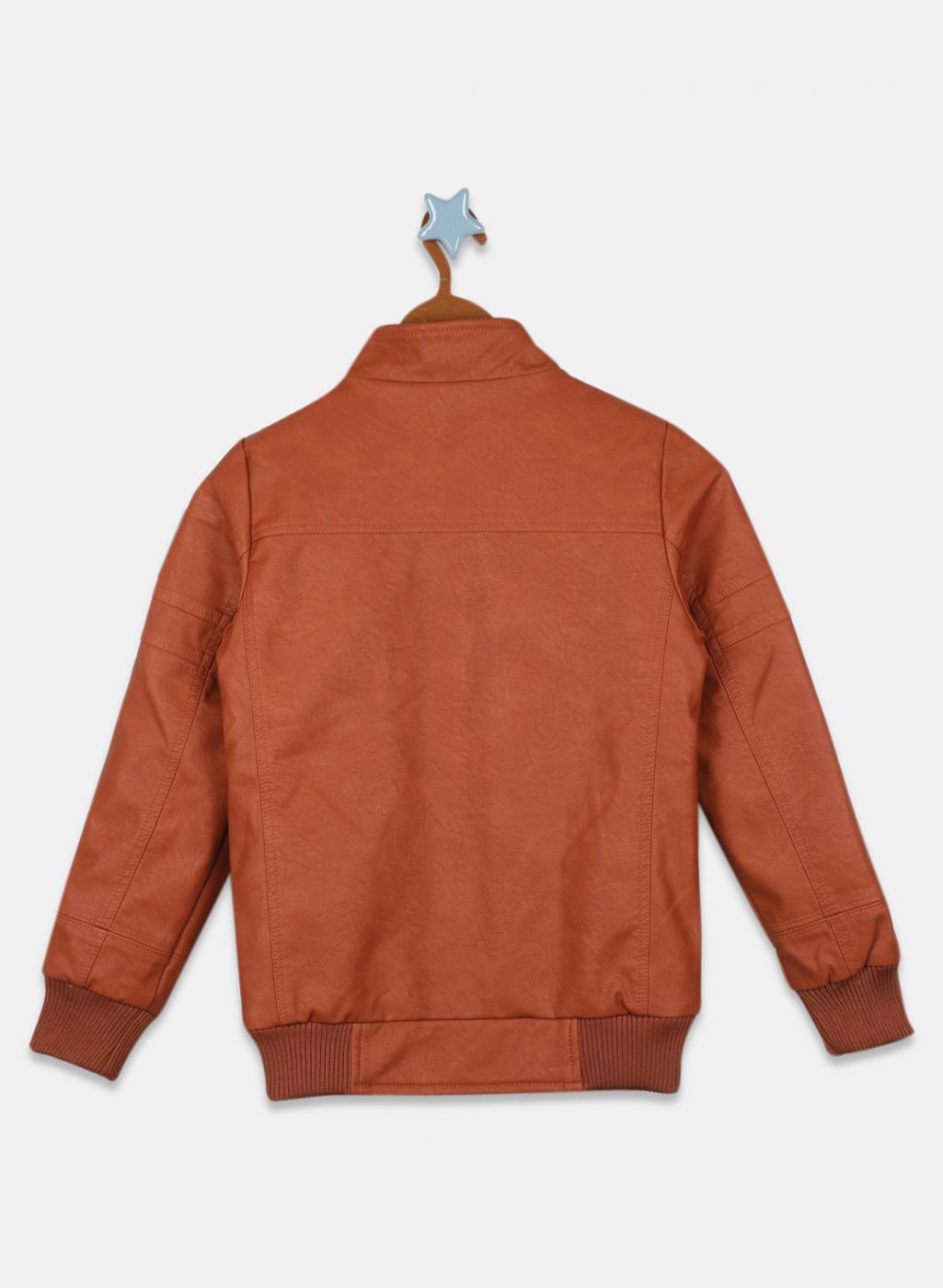 Boys Orange Self Design Jacket