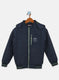 Boys NAvy Blue Self Design Jacket