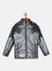 Boys Black Self Design Jacket