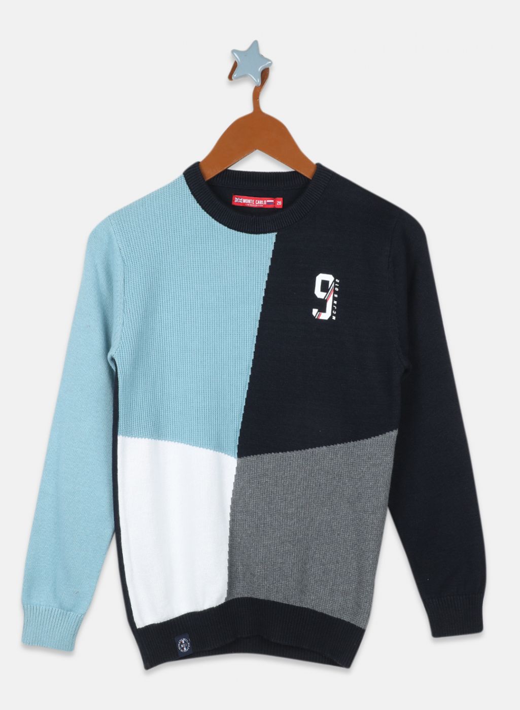 Boys Navy Blue Solid Pullover