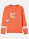 Boys Orange Printed Sweatshirt