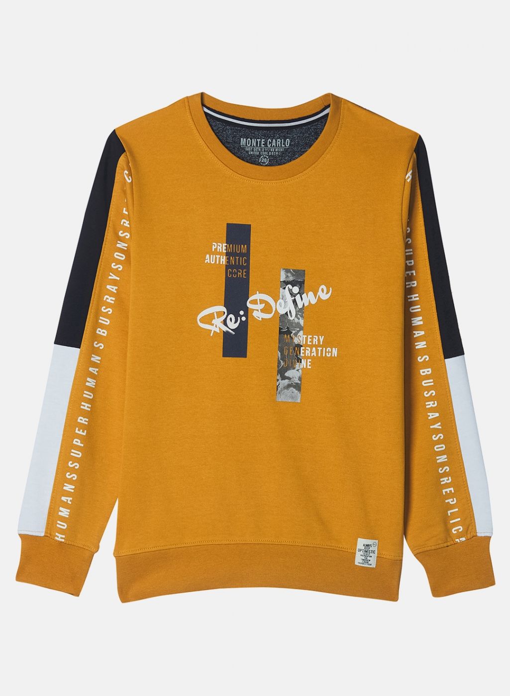Boys Mustard Printed Sweatshirt