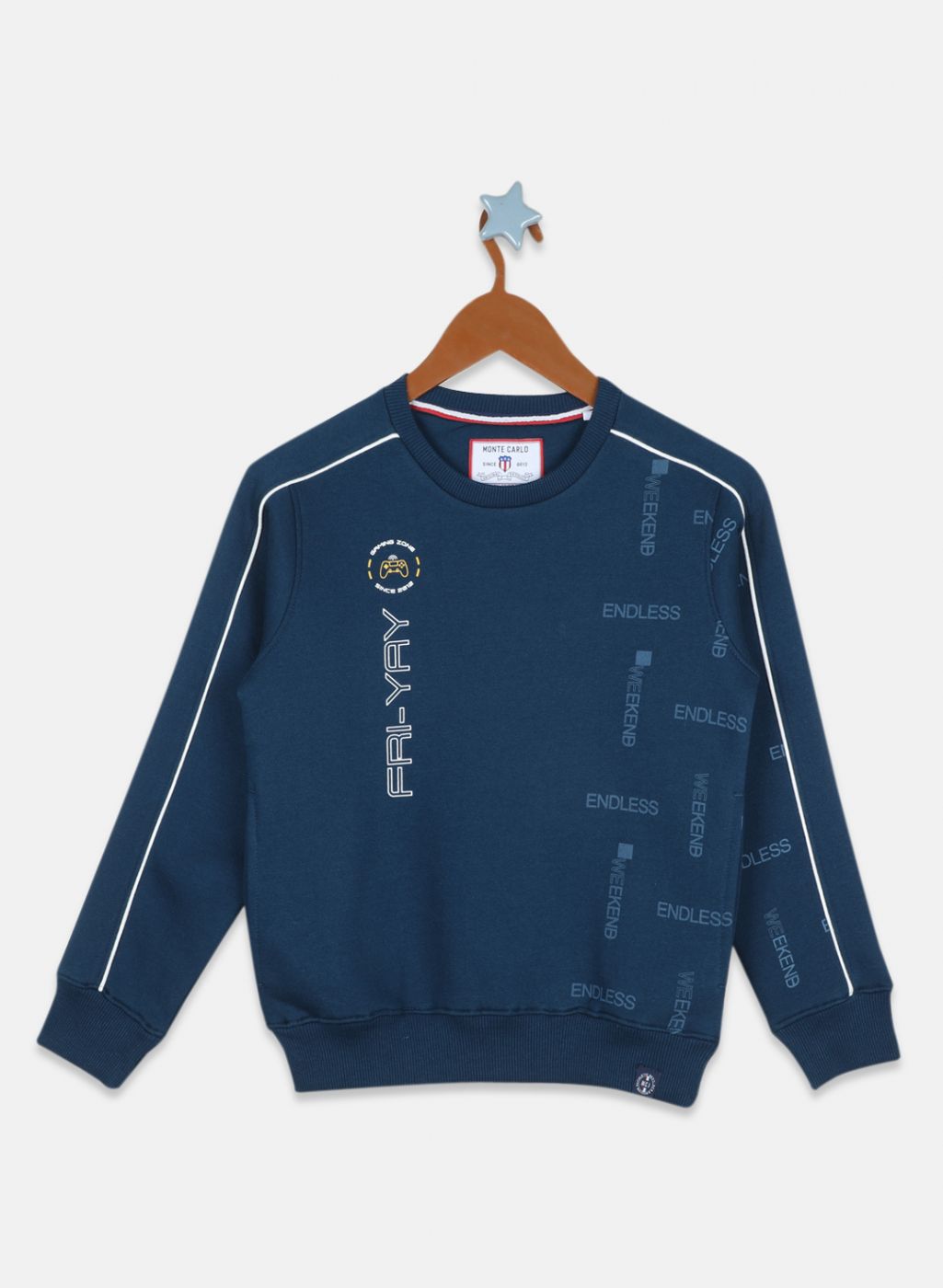 Boys Blue Printed Sweatshirt