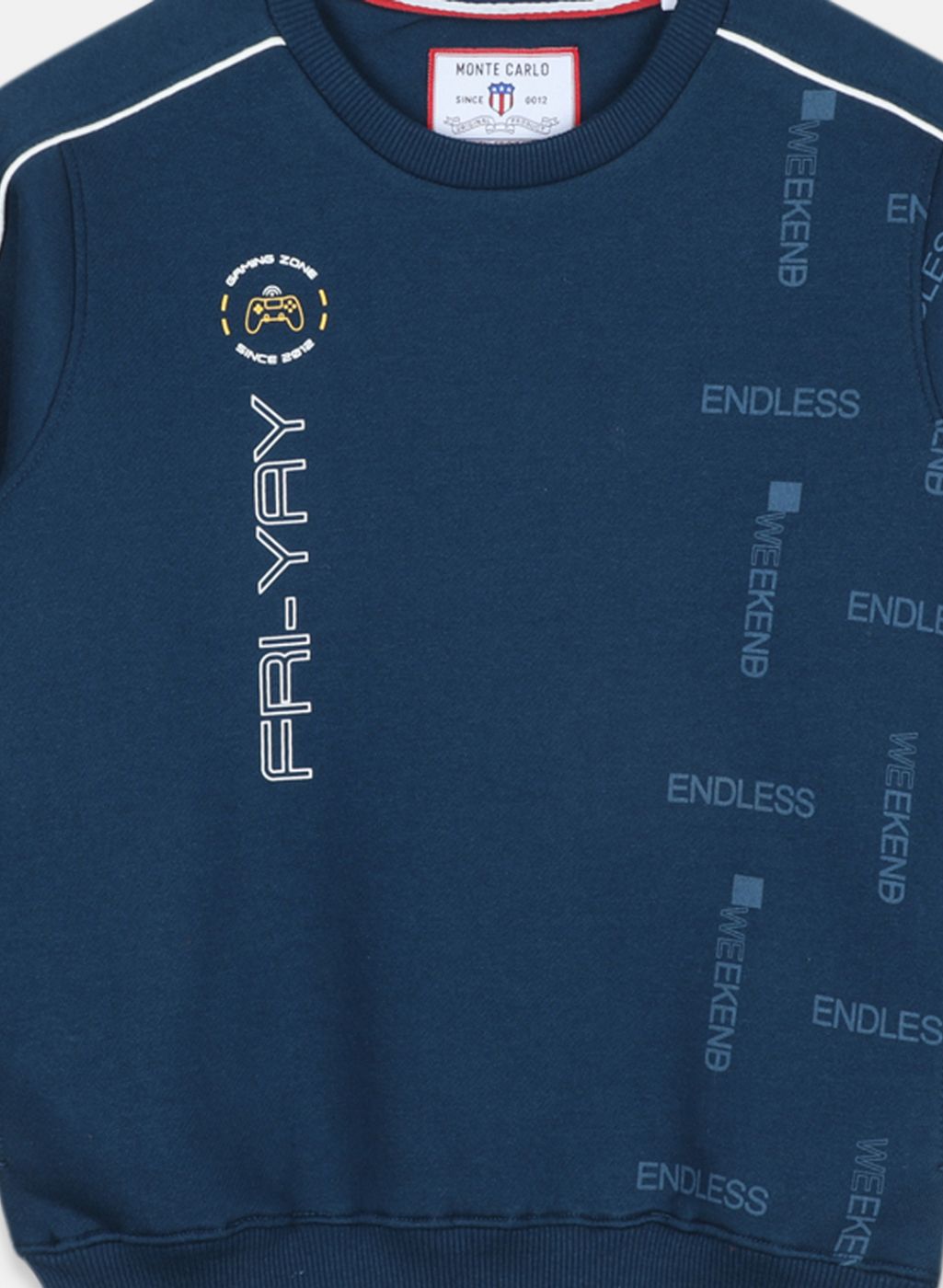 Boys Blue Printed Sweatshirt