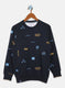 Boys NAvy Blue Printed Sweatshirt