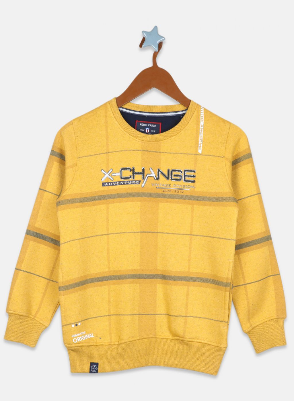 Boys Mustard Printed Sweatshirt