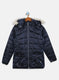 Girls NAvy Blue Printed Jacket
