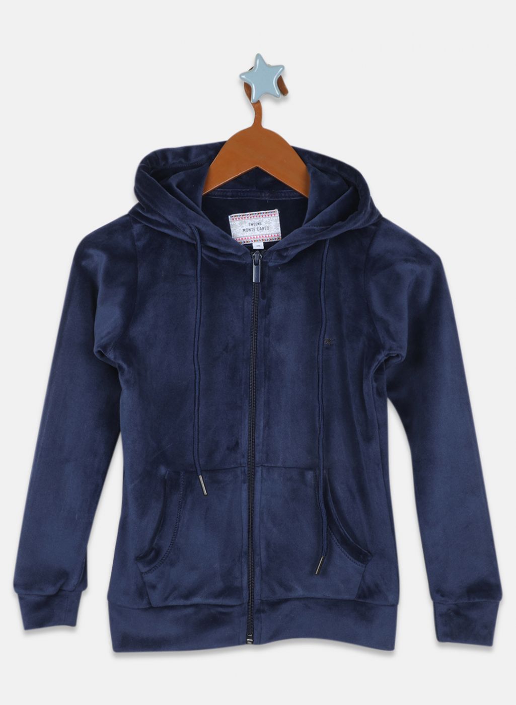 Girls NAvy Blue Solid Sweatshirt